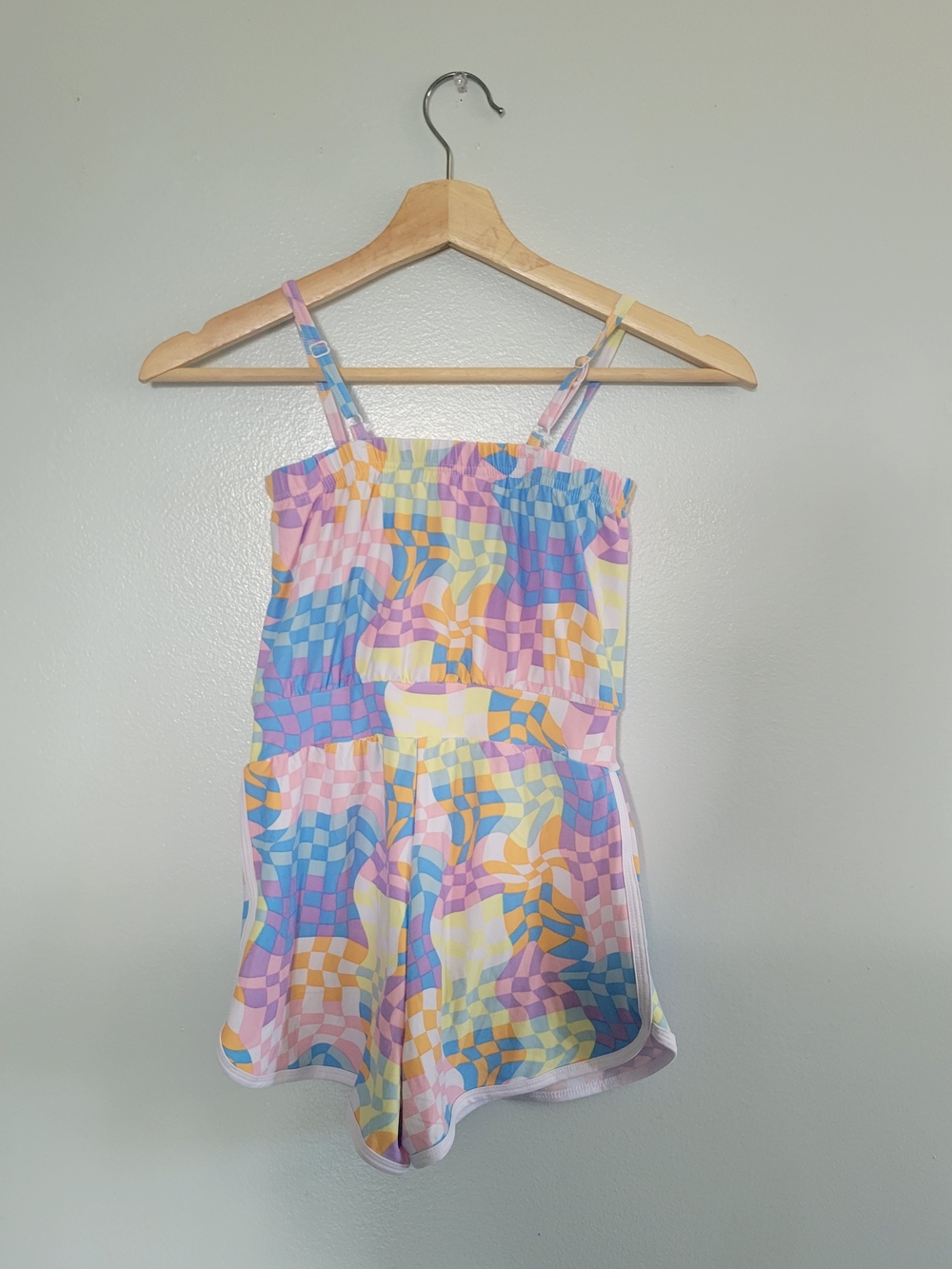 NWT Girls' Pastel Checkerboard Romper Sz S Vacation Beach Days Summer - Picture 6 of 8